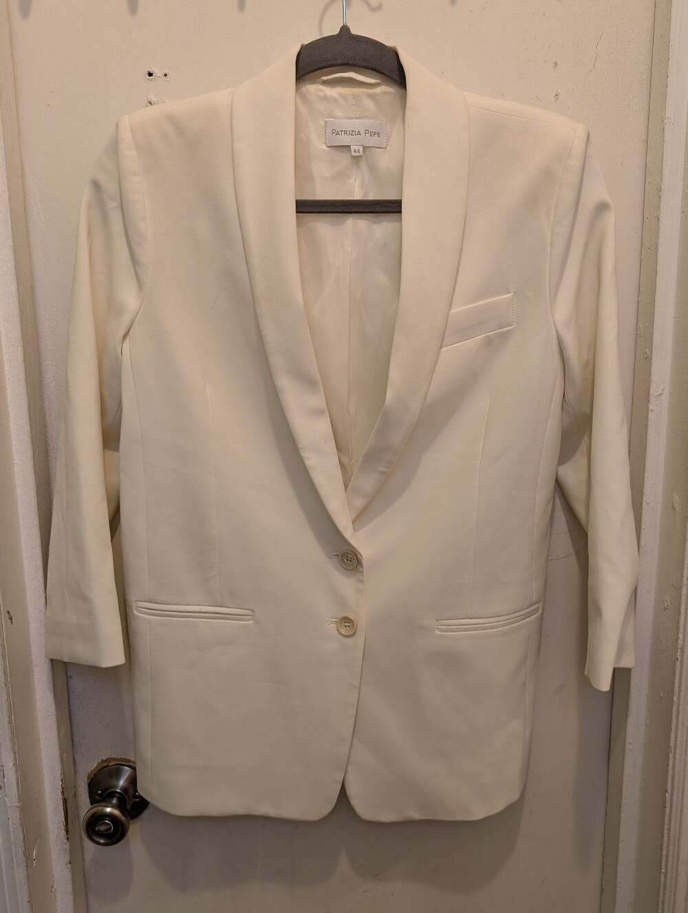 Patrizie Pepe Off White 3/4 Sleeve Blazer IT 44 US 8 2 Button Classic Chic